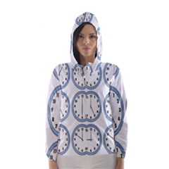 Alarm Clock Hour Circle Hooded Wind Breaker (women) by Mariart