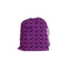 Animals Bad Black Purple Fly Drawstring Pouches (small) 