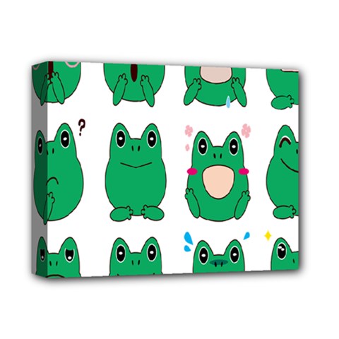 Animals Frog Green Face Mask Smile Cry Cute Deluxe Canvas 14  X 11  by Mariart