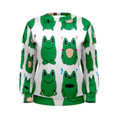 Animals Frog Green Face Mask Smile Cry Cute Women s Sweatshirt