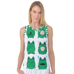 Animals Frog Green Face Mask Smile Cry Cute Women s Basketball Tank Top by Mariart