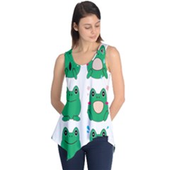 Animals Frog Green Face Mask Smile Cry Cute Sleeveless Tunic by Mariart