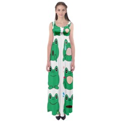 Animals Frog Green Face Mask Smile Cry Cute Empire Waist Maxi Dress by Mariart