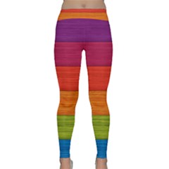 Wooden Plate Color Purple Red Orange Green Blue Classic Yoga Leggings by Mariart