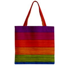 Wooden Plate Color Purple Red Orange Green Blue Zipper Grocery Tote Bag