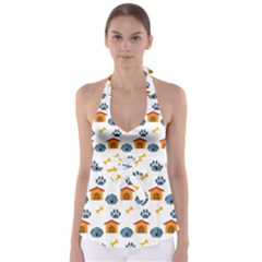 Bone House Face Dog Babydoll Tankini Top