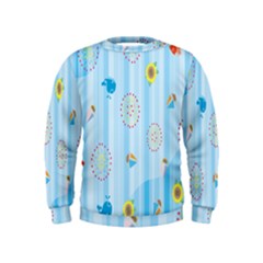 Animals Whale Sunflower Ship Flower Floral Sea Beach Blue Fish Kids  Sweatshirt