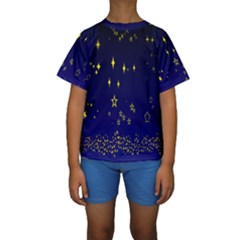 Blue Star Space Galaxy Light Night Kids  Short Sleeve Swimwear by Mariart