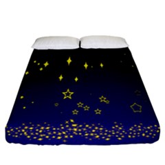 Blue Star Space Galaxy Light Night Fitted Sheet (california King Size)