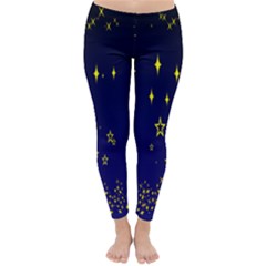 Blue Star Space Galaxy Light Night Classic Winter Leggings by Mariart