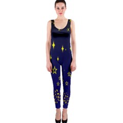 Blue Star Space Galaxy Light Night Onepiece Catsuit by Mariart