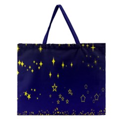 Blue Star Space Galaxy Light Night Zipper Large Tote Bag by Mariart