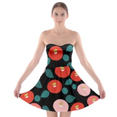Candy Sugar Red Pink Blue Black Circle Strapless Bra Top Dress
