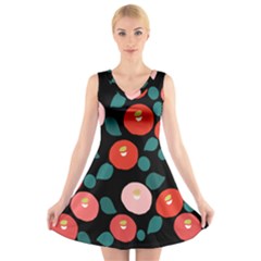 Candy Sugar Red Pink Blue Black Circle V-neck Sleeveless Skater Dress by Mariart