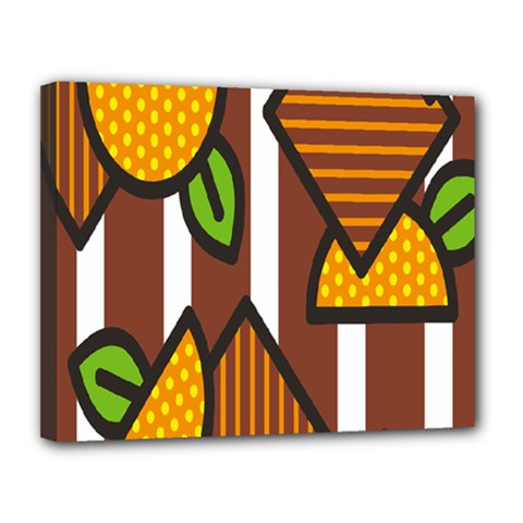 Chocolate Lime Brown Circle Line Plaid Polka Dot Orange Green White Canvas 14  X 11  by Mariart