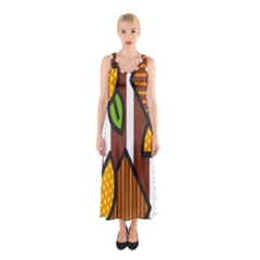 Chocolate Lime Brown Circle Line Plaid Polka Dot Orange Green White Sleeveless Maxi Dress by Mariart