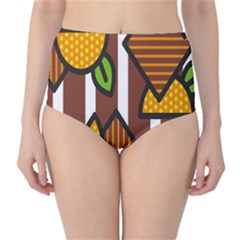 Chocolate Lime Brown Circle Line Plaid Polka Dot Orange Green White High-waist Bikini Bottoms by Mariart