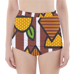 Chocolate Lime Brown Circle Line Plaid Polka Dot Orange Green White High-waisted Bikini Bottoms by Mariart