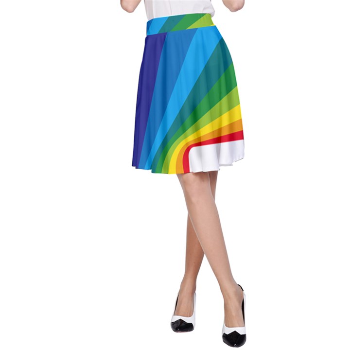 Circle Rainbow Color Hole Rasta Waves A-Line Skirt