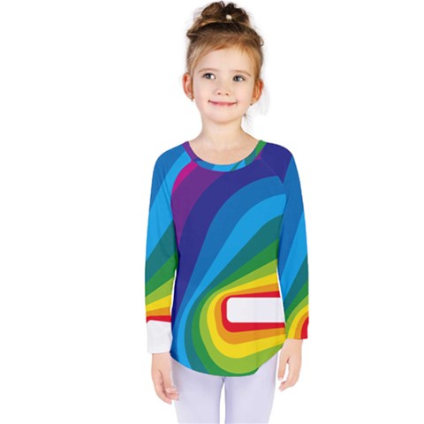 Circle Rainbow Color Hole Rasta Waves Kids  Long Sleeve Tee by Mariart