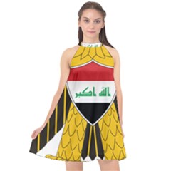 Coat Of Arms Of Iraq  Halter Neckline Chiffon Dress  by abbeyz71