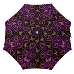 Flower Butterfly Gold Purple Heart Love Straight Umbrellas