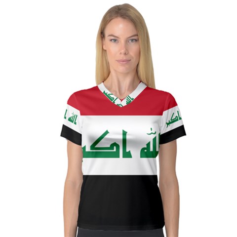 Flag Of Iraq  Women s V-neck Sport Mesh Tee by abbeyz71