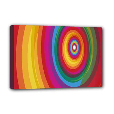 Circle Rainbow Color Hole Rasta Deluxe Canvas 18  X 12  