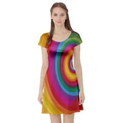 Circle Rainbow Color Hole Rasta Short Sleeve Skater Dress by Mariart