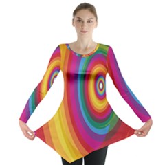 Circle Rainbow Color Hole Rasta Long Sleeve Tunic 