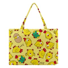 Animals Yellow Chicken Chicks Worm Green Medium Tote Bag by Mariart