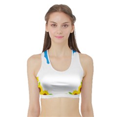 Cloud Blue Sky Sunflower Yellow Green White Sports Bra With Border by Mariart