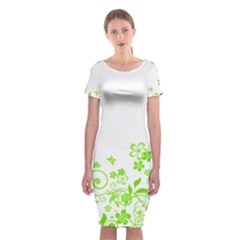 Butterfly Green Flower Floral Leaf Animals Classic Short Sleeve Midi Dress by Mariart