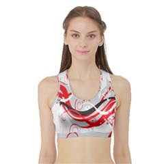 Flower Floral Star Red Wave Sports Bra With Border by Mariart