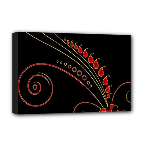 Flower Leaf Red Black Deluxe Canvas 18  X 12   by Mariart