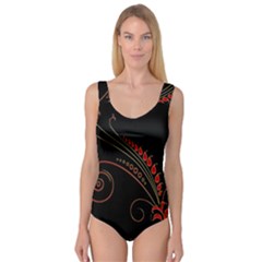 Flower Leaf Red Black Princess Tank Leotard  by Mariart