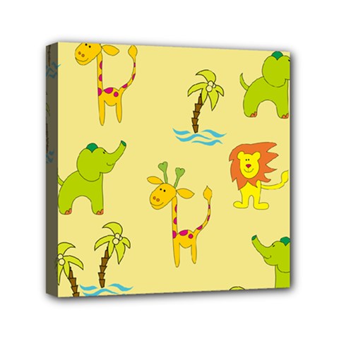 Cute Animals Elephant Giraffe Lion Mini Canvas 6  X 6 