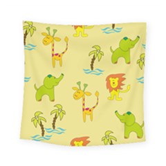 Cute Animals Elephant Giraffe Lion Square Tapestry (small) by Mariart