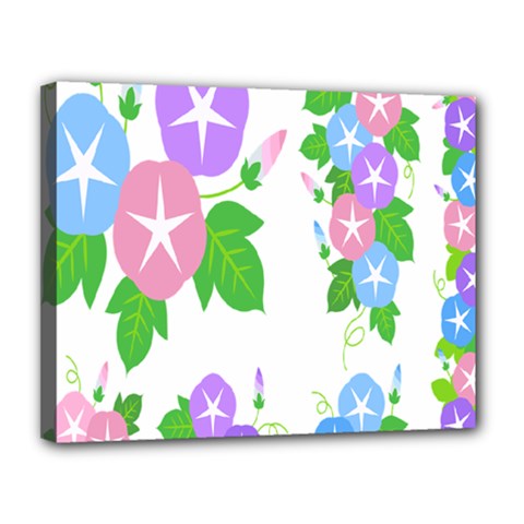 Flower Floral Star Purple Pink Blue Leaf Canvas 14  X 11 