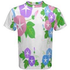 Flower Floral Star Purple Pink Blue Leaf Men s Cotton Tee by Mariart