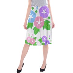 Flower Floral Star Purple Pink Blue Leaf Midi Beach Skirt by Mariart