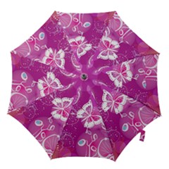 Flower Butterfly Pink Hook Handle Umbrellas (small) by Mariart