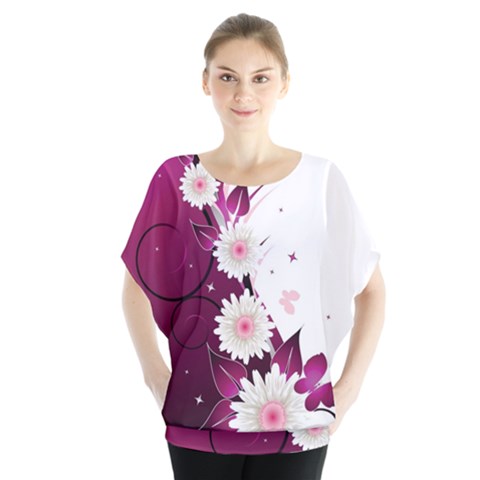 Flower Purple Sunflower Star Butterfly Blouse by Mariart