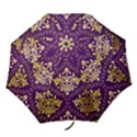 Flower Purplle Gold Folding Umbrellas View1