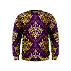 Flower Purplle Gold Kids  Sweatshirt