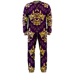 Flower Purplle Gold Onepiece Jumpsuit (men)  by Mariart