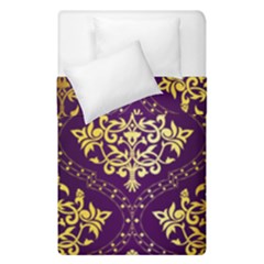 Flower Purplle Gold Duvet Cover Double Side (single Size) by Mariart