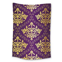 Flower Purplle Gold Large Tapestry by Mariart