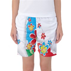 Flower Floral Papper Butterfly Star Sunflower Red Blue Green Leaf Women s Basketball Shorts by Mariart