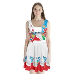 Flower Floral Papper Butterfly Star Sunflower Red Blue Green Leaf Split Back Mini Dress  by Mariart